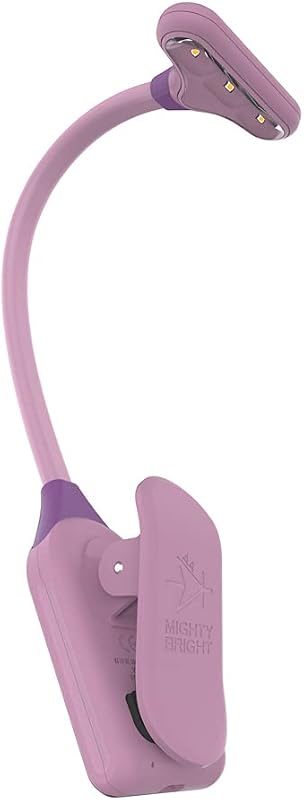 The Original NuFlex Book Light, Battery-Powered, Warm Eye Care LEDs, Flexible, Durable, Dimmable, Clip-On Reading Light, Read in Bed, Use Batteries or Micro USB (Lavender)