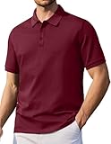 COOFANDY Polo Hombre Manga Corta de Algodón Básico Polo de Golf Casual Verano Rojo S