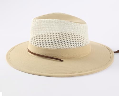 Image of Home Prefer Cotton Summer Fedora Hat Wide Brim Sun Hats for Men Women UPF 50+ Sun Protection Cap for Fishing Hiking