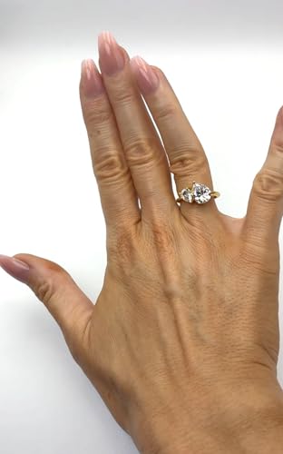 Toi et Moi Pear Teardrop Shape Clear White Cubic Zirconia CZ Engagement Ring, 18k Yellow Gold Plated, Size 72