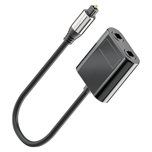 Hemobllo Optischer Glasfasersplitter 1 in 2 Audio Splitter Kabellos Schwarz Digitaler Kabelverteiler für Tv Heimkino und Spielkonsole