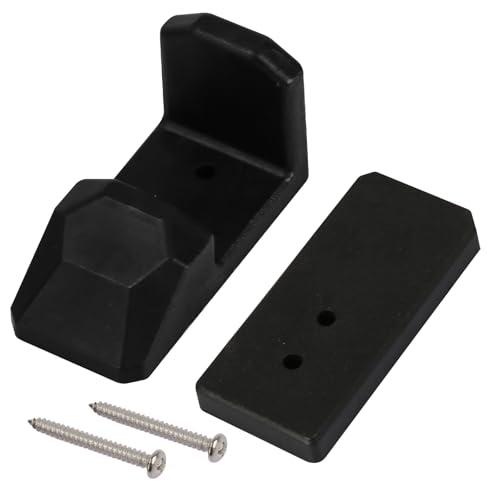 Czarixa Pontoon Gate Stop and Keeper Fit for 1-1/4 Square Tubing Heavy Duty Pontoon Door Stopper for Open & Closed Positions Includes Hardware and Spacer Easy Install Polyethylene Kit(Black)