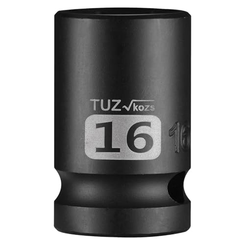 Image of 1 /2 Inch Drive 16mm Shallow Metric Impact Socket,CR-MO,6 Point Radius Corner Design,Square Chamfered Opening,Axle Nut Impact Grade Socket for Easy Removal