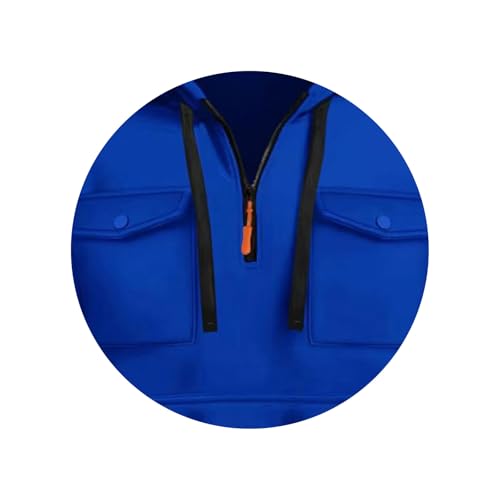 Men's Tactical Fleece Lined Quarter Zip Up Hoodie Vintage Winter Warm Long Sleeve Pullover with Pockets3