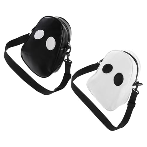 DEARMAMY 2 Piezas Divertido Bolso De Hombro Cinturón Bolso Bandolera Bolsos De Hombro Para Las Mujeres Bolso De Mano Con Cremallera Cartera Billetera Divertida De Halloween Pu