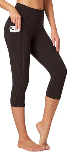 Image of Heathyoga Capri Leggings for Women High Waisted Capri Leggings with Pockets for Women Tummy Control Yoga Pants Women