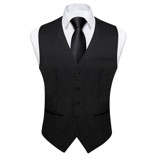 DiBanGu Men's Formal Suit Vest Solid Business Vest Slim Fit V-Neck Dress Waistcoat for Suit or Tuxedo Wedding Party4