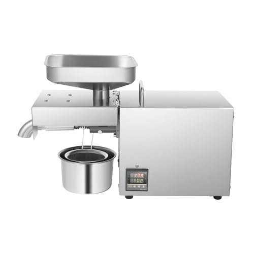 610W Kitchen Oil Press Machine, Automatic Nut Flax Seeds Oil Press Machine, Commercial Kitchen Extractor for Avocado Coconut Flax Peanut Castor Perilla Seed Canola Sesame