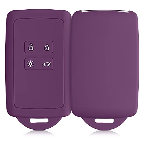 kwmobile Accessoire clé de Voiture Compatible avec Renault Smart Key 4-Bouton (Keyless Go Uniquement) - Coque en Silicone Souple avec Embout Porte-Clé - Magenta Lilas