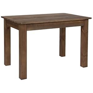 Flash Furniture HERCULES 46″ x 30″ Rectangular Antique Rustic Solid Pine Farm Dining Table
