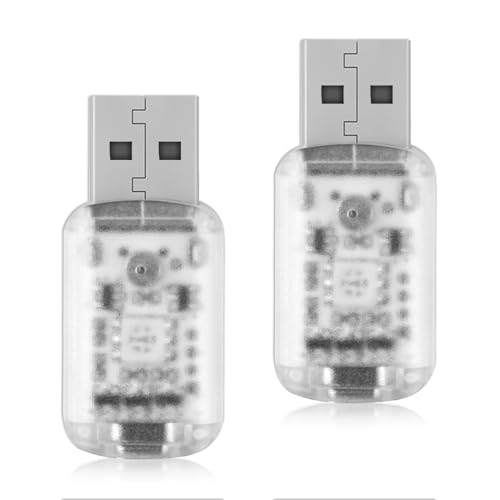 2 luces LED de neón mini USB para interior del coche, 7 colores ajustables, iluminación interior de coche, portátil, ordenador, decoración del hogar