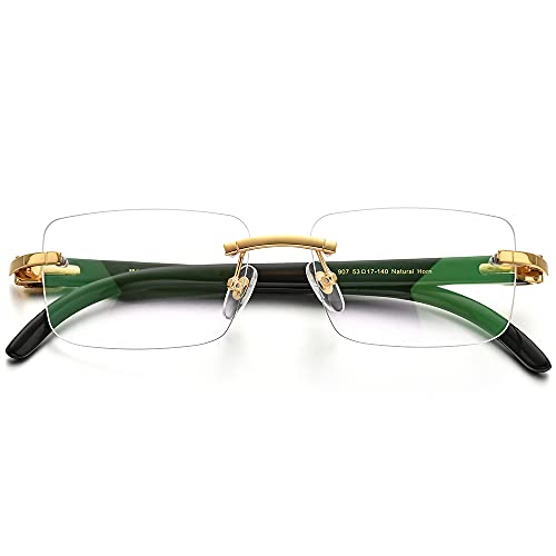 HEPIDEM 100% Really Buffalo Horn Handmade Sun Glasses Square Rimless Luxury BUffs Sunglasses 08164