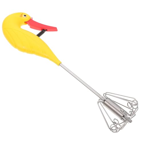 OSALADI Batidor de Huevos Semiautomático de Mano, Agitador Práctico de Acero Inoxidable Mango Ergonómico, Color Amarillo, Adecuado para Mezclar Crema, Salsas y Repostería en Cocina