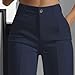 Auwer Women's High Waist Interview Dress Pants Business Flat Front Work Pants Formal Pull On Pant Office Trousers S-3XL Navy