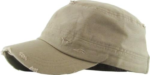 Image of Vintage Distressed Cadet Army Cap Basic Everyday Military Style Hat