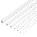 BENECREAT 48本7サイズ プラ材 中空丸棒 25cm長さ プラパイプ 丸管 2.5/3/4/5.5/6/8/10mm ABSプラスチックロッド DIY サンドテーブル 建築模型製作用 クラフト ホビー用素材 ホワイト