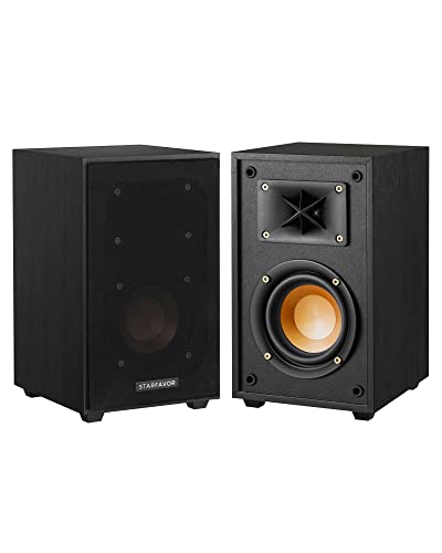 Passive Bookshelf Speakers Pair, Starfavor 2-Way Home Stereo Speakers 50 watts RMS, 100 watts Peak Power, 4 inch Wired Audio Speakers for Home Theater -P4