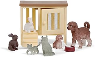 LUNDBY Dolls House Accessories  Cat Dog Figurines  Dolls House Furniture  Animal Toys  for 11cm Mini Dolls  9 Pieces  Age 4+  1:18