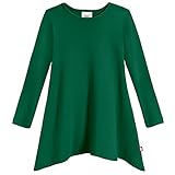 City Threads Sharkbiteガールズ長袖Tシャツドレス-モダンでスタイリッシュなチュニックトップ、100%天然コットン米国製, フォレストグリーン, 12-18 Months