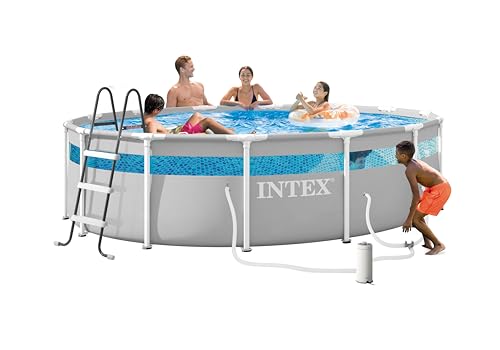 INTEX 26721MZ 14ft x 42in Prism Frame Clearview Premium Above Ground Pool Set: Includes 1000 GPH Krystal Clear Cartridge Filter Pump 3357 Gallon Capacity Age Grade 6+
