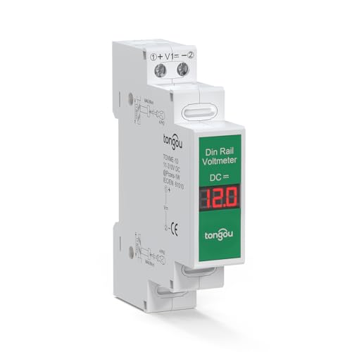 TONGOU Carril Din Voltímetro DC 11-310V, Medidor de Tensión con