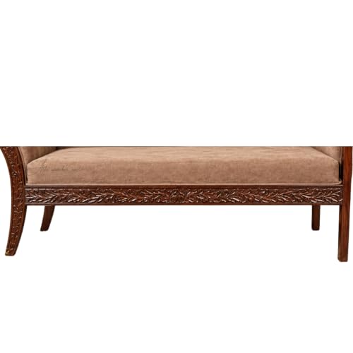 Image of Victorian Style Chaise Lounge, Tufted Cream Upholstery, Mahogany Wood Frame, Classic Living Room Furniture (Dark Walnut Brown)