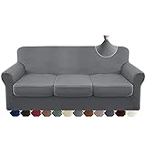 Granbest 4 Piece Microfiber Stretch Couch Cover Super Soft Sofa Cover for 3 Cushion Couch Non Slip...