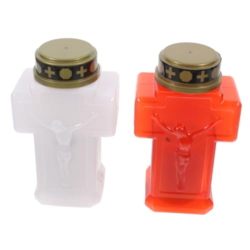 OUNONA 2piezas Velas Eternas Decorativas Para Tumba Luz De Oración Sin Decoración Religiosa Para Jardín