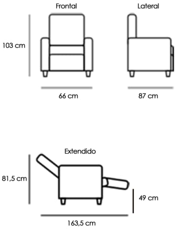 Astan Hogar Sillón Relax con Reclinación Manual, Tapizado en PU Anti-Cuarteo, Modelo Premium AH-AR30600NG - imagen 3