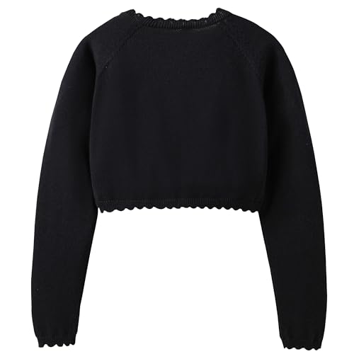 Image of Cropped Shrug Cardigan Girls Cotton Soft Long Sleeve 5-12 Years (Dressy) | Soft Lightweight Crop Sweater 100% Cotn Skin-friendly Dressy Cardigan Bolero Spring Autumn