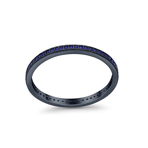 Blue Apple Co. 3mm Full Eternity Wedding Stackable Band Ring Round Cubic Zirconia 925 Sterling Silver2