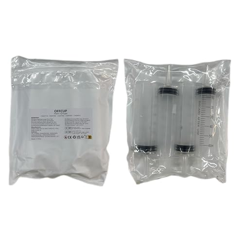 OFFCUP 60ml Kunststoff Spritze, 4 Stück Einwegspritzen, Wiederverwendbare Große Spritze für den Flüssigkeitstransfer Spritzen Haustierfütterung Labor[Nicht medizinische Verwendung]