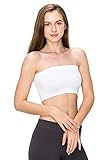 Kurve Seamless Bandeau Tube top - UV Protective Fabric, Rated UPF 50+ (Non-Padded) Made in USA, White, X-Small/Medium