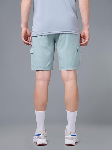 Image of TECHNOSPORT Men's Solid Slim Fit Sports Shorts TS Flexi Quick Dry Polyester Drawstring with Pockets UPF50+ for Gym Running Workout Anti Odour