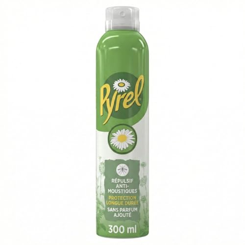 Pyrel- Répulsif Anti-Moustiques - Protection Longue Durée - Contient 1 Ingrédient Actif - Sans Parfum Ajouté - 1 Aérosol 300ml