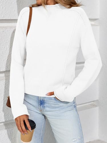 Saodimallsu Womens Cropped Sweaters Long Sleeve Mock Neck Soft Knit Casual Loose Fit Fall Pullover Sweater Tops2