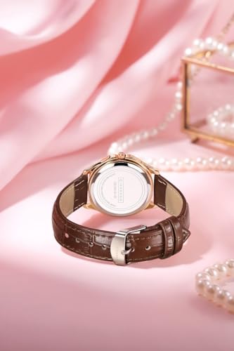 Image of Giordano Luxury Analog Watch for Women with Crystal-Studded Bezel & Leather Strap - Octagonal Case, Elegant Quartz Wristwatch