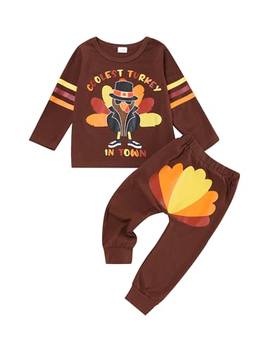 Thanksgiving Outfit Toddler Boy Coolest Turkey in Town T Shirt Top Plaid Pants toddler thanksgiving outfit
