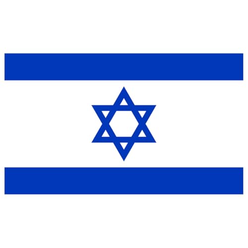 Bandera de [PAIS], Bandera 90cm x 150cm, Grande con Trabilla para Mástil y Cordones para Sujetar, Ligera, para Deportes, Fútbol, Edificios (Israel 1ud)