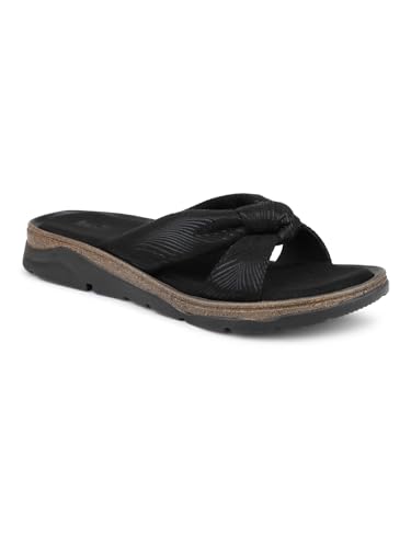 Image of Inc.5 womens Women Black Printed Open Toe Flats With Knot Detail Sandal