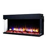 Endeavour Fires Chimenea Eléctrica Rosedale 3D de 40'/1030mm para Pared Multimedia con Múltiples Colores de Llama, Juego de Troncos y Cristales, Control Remoto Programable de 7 Días