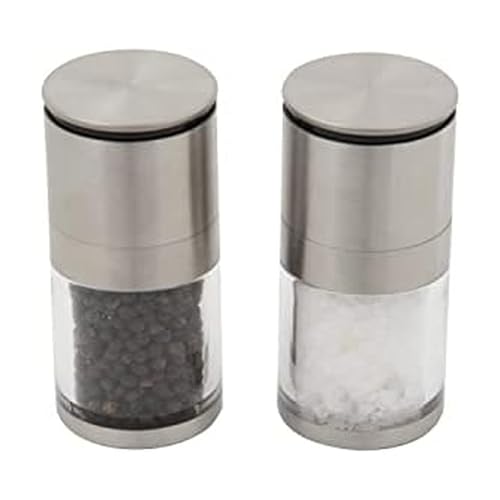 Kamenstein Magnetic Salt and Pepper Grinder Filled with Spices, Set Of 2, Stainless Steel