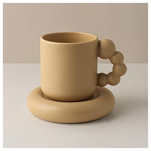 Engpai 325 ml kreativ kaffekopp och tallrik med snurrande bollhandtag nordisk heminredning handgjord konst te mugg bricka personliga presenter till henne brun