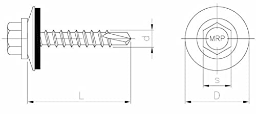 25 x 20mm Screws Hex Head Self Tapping Roofing Bolts for Metal and Wood