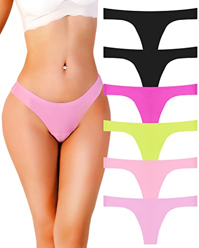 6 Pack Seamless Thongs For Women Sexy No Show Thong Underwear Women Low Rise Breathable Panties For Ladies #TOP8