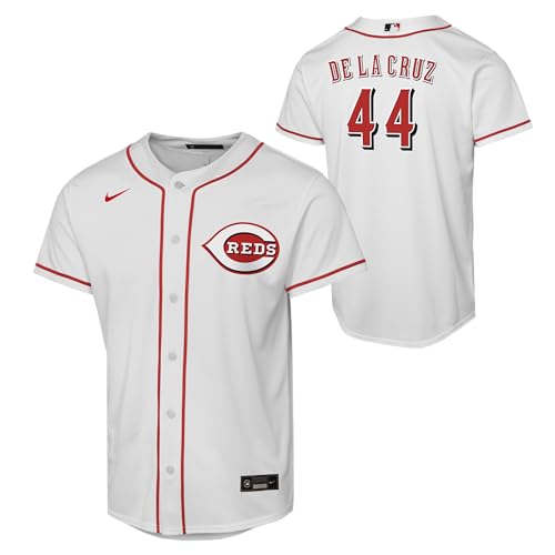 Nike Elly De La Cruz #44 Cincinnati Reds Player Jersey - Youth Boys (8-20) (US, Numeric, 10, 12, Regular, Home White)