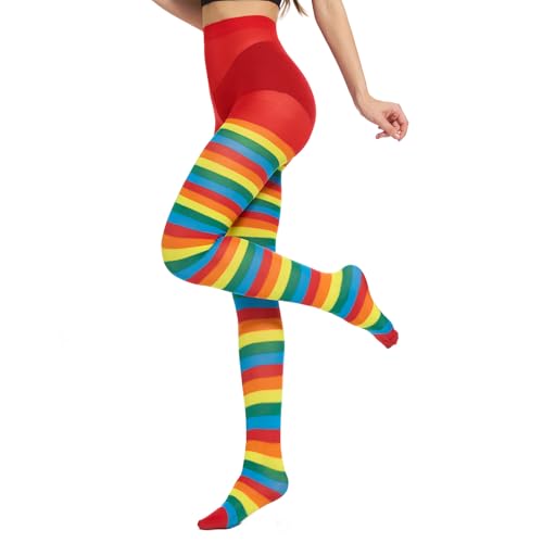 Image of American Trends Striped Tights for Women Witch Tights Halloween Costume Stretchy Pantyhose Stockings