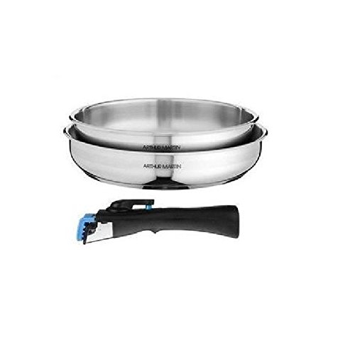Arthur Martin 5541 Jeu de 2 poêles Acier Inoxydable Inox 26 cm 3 Pièces