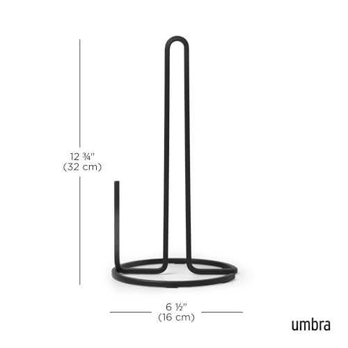 Foto von Umbra Squire Freistehender Küchenrollenhalter – moderner Papierhandtuchhalter für Küche & Bad, Metall mit Gusseisen-Optik, Schwarz