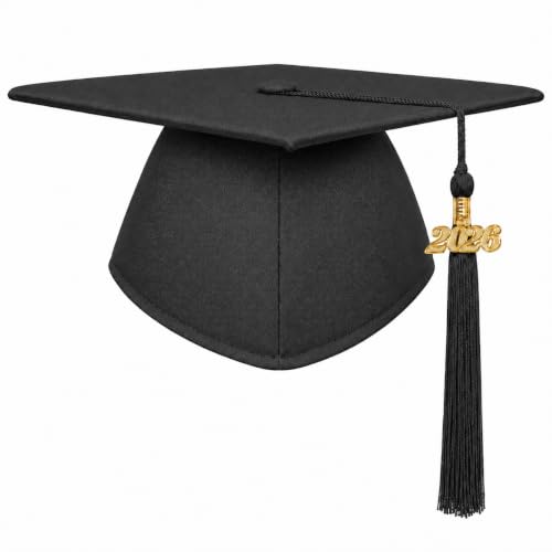 gradois Unisex Adult Matte Graduation Cap with 2026 Tassel Year Charm for High School & Bachelor Master Black